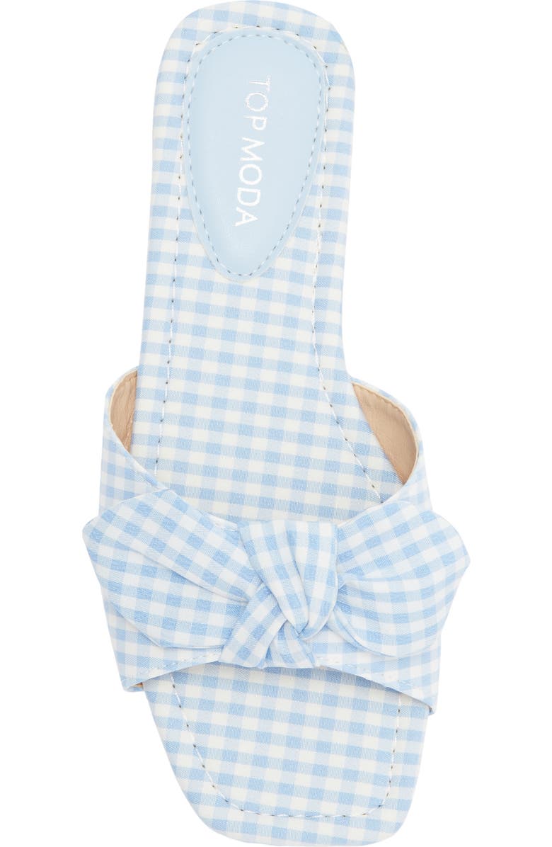 TOP MODA Penny Gingham Bow Slide Sandal, Alternate, color, Blue