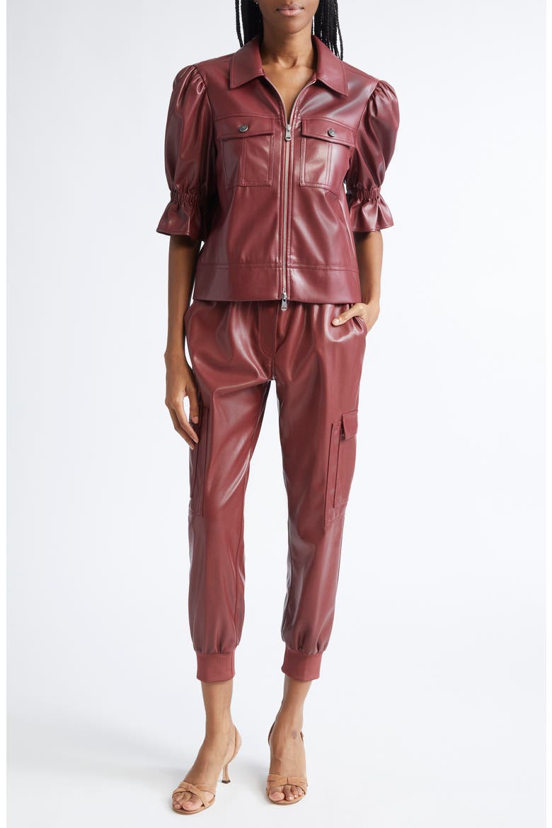 Giles Faux Leather Jogger Pants, Alternate, color, WINEBERRY