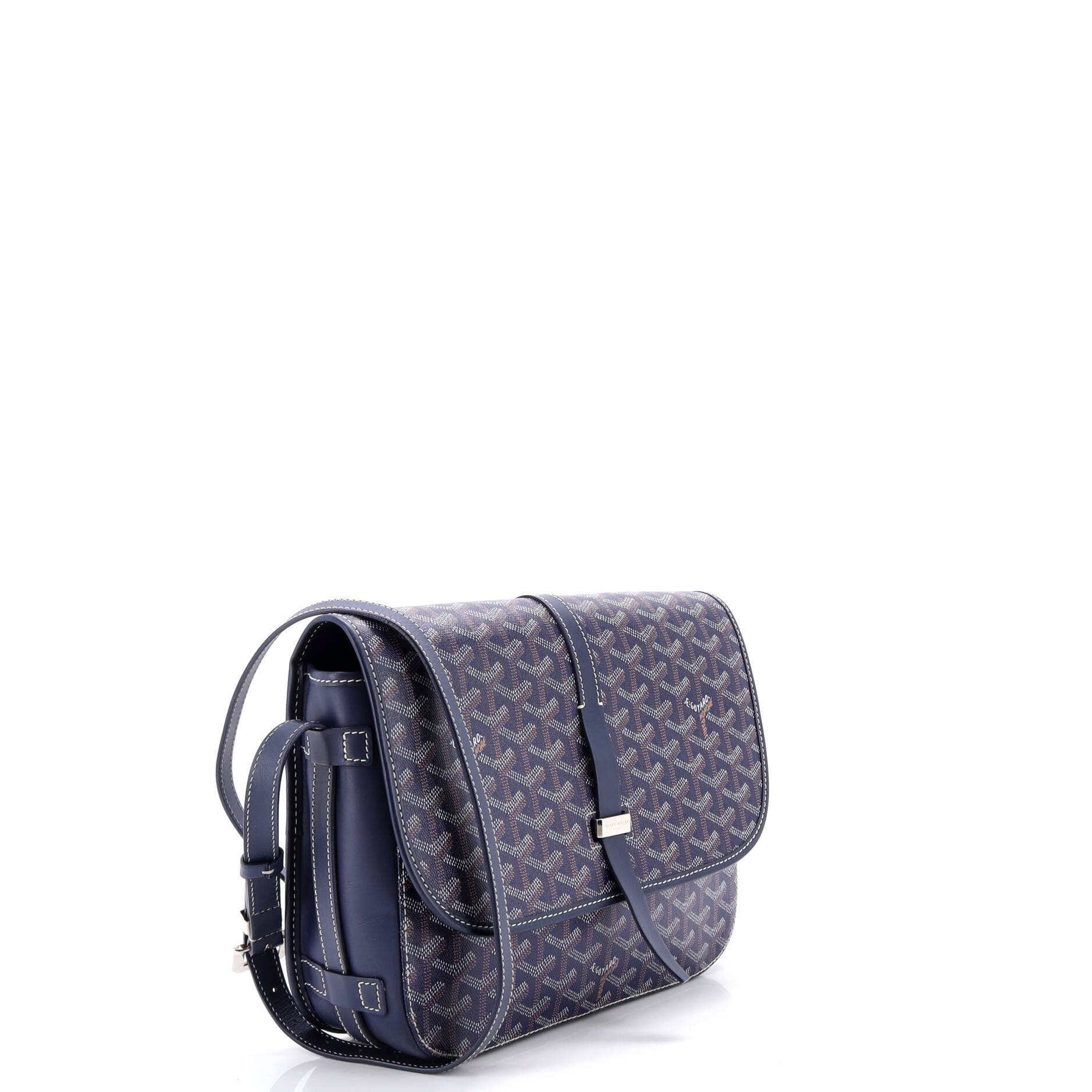 Pre-Owned Goyard Belvedere II Messenger Bag Coated Canvas MM, Alternate, color, Blue