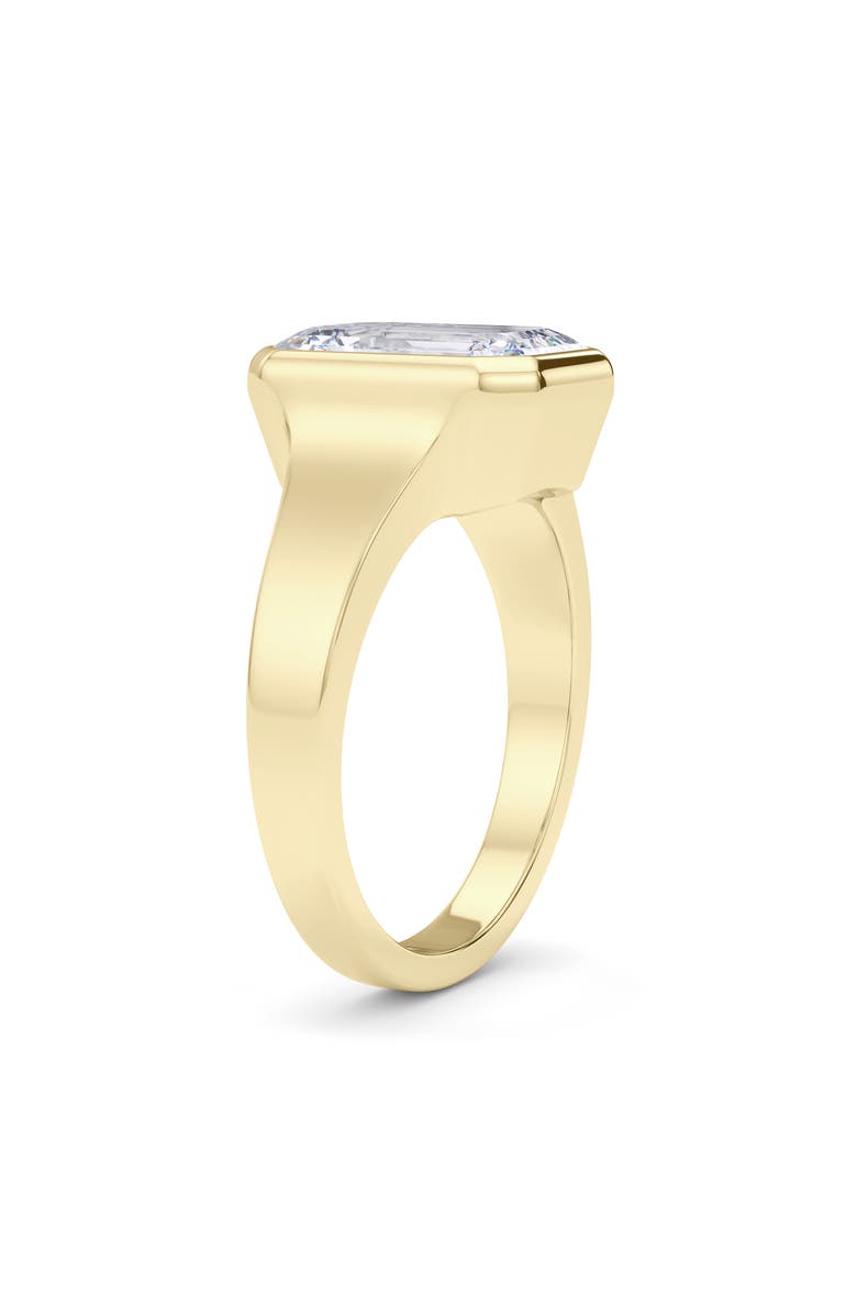 HauteCarat Emerald Cut Cigar Lab Created Diamond Ring, Alternate, color, 2.00Ctw 18K Yellow Gold