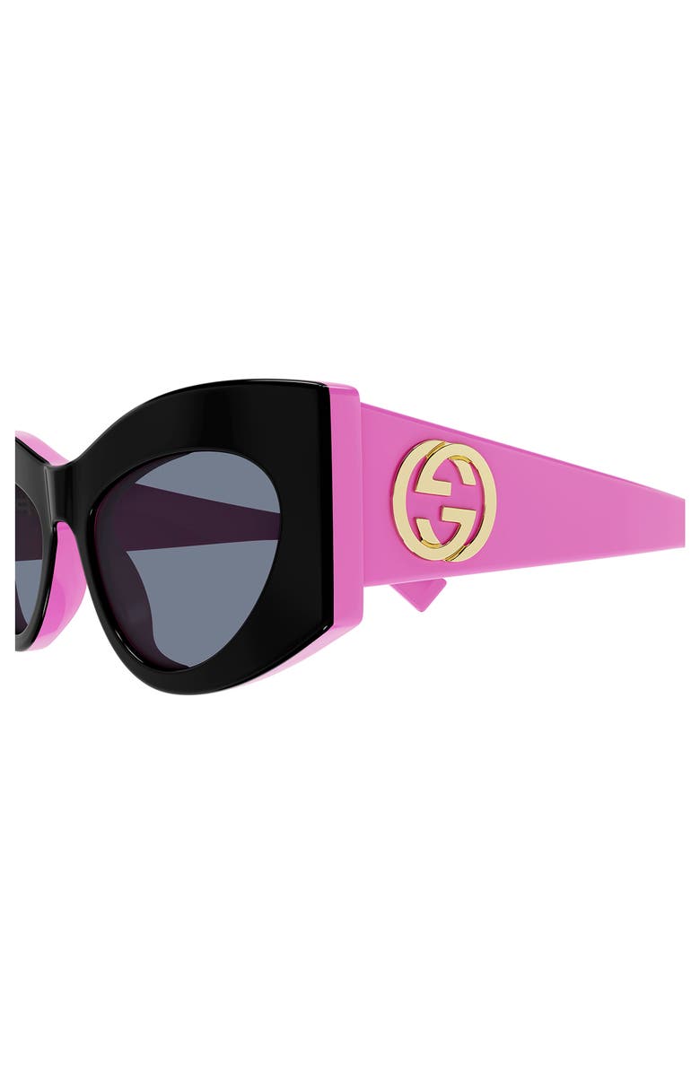 Gucci 53mm Cat Eye Sunglasses, Alternate, color, Black