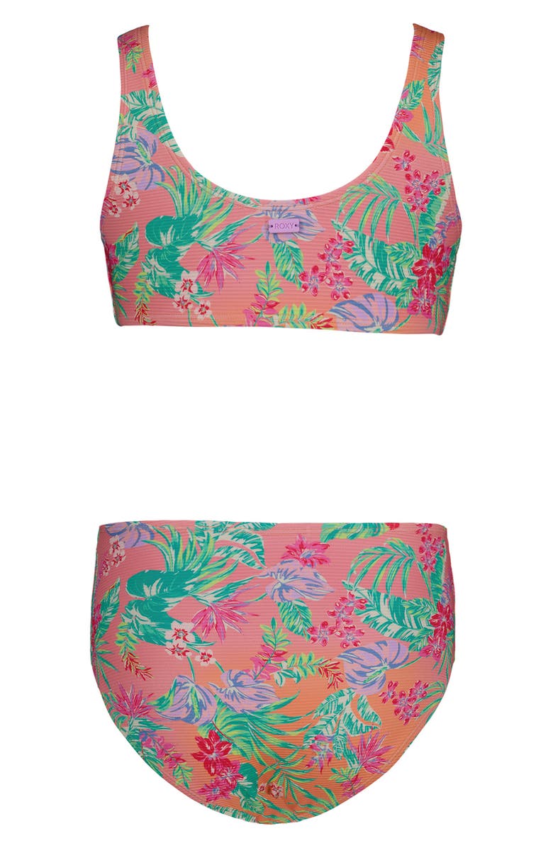 Roxy Kids' Coastal Breeze Two-Piece Swimsuit, Alternate, color, Peach Pink