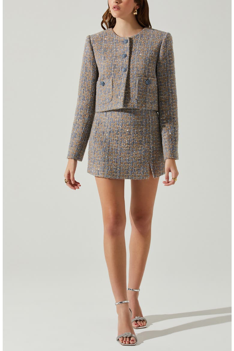 Lyssa Tweed Jacket, Alternate, color, BLUE TAUPE SILVER
