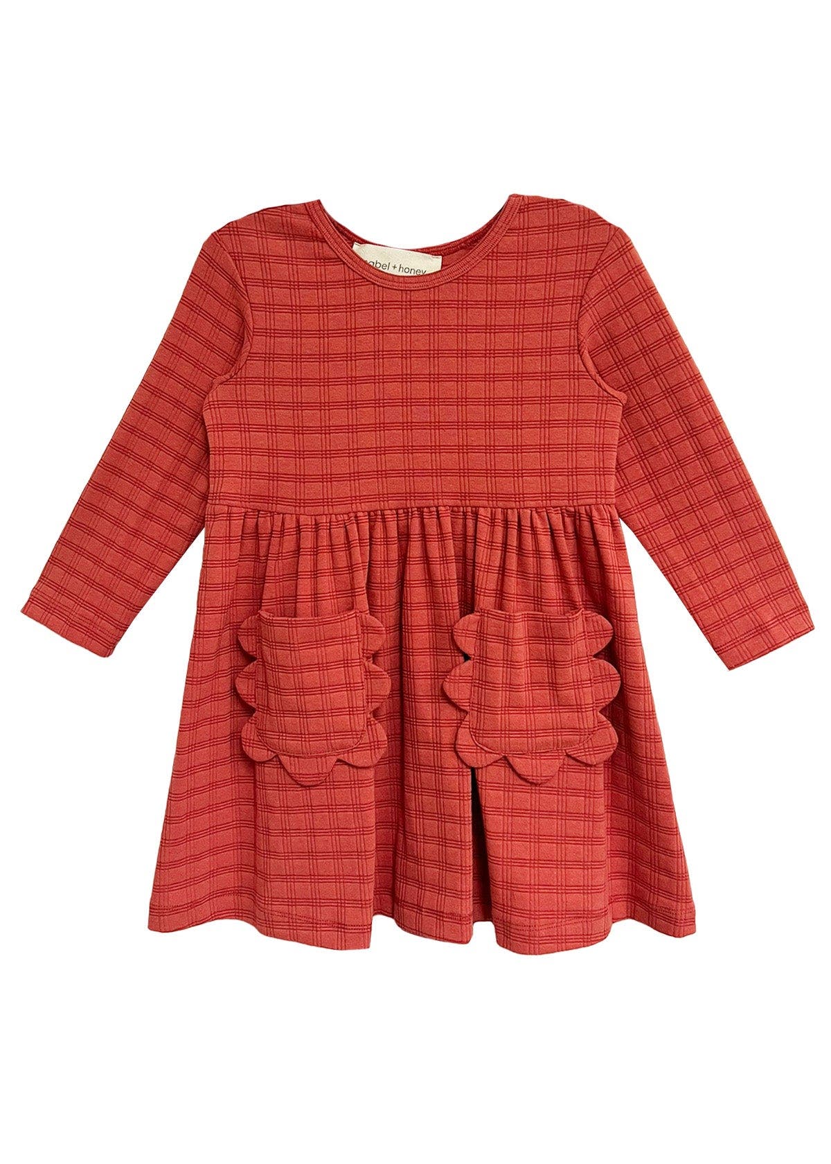 Mabel + Honey Kids'  Mabel And Honey Tea Party Red Gingham Dress For Girls. In Orange
