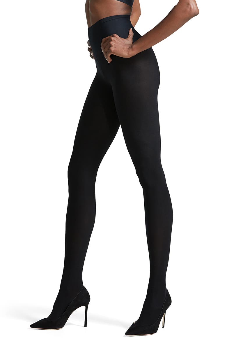 Commando Fleece Lined Opaque Tights, Main, color, Black