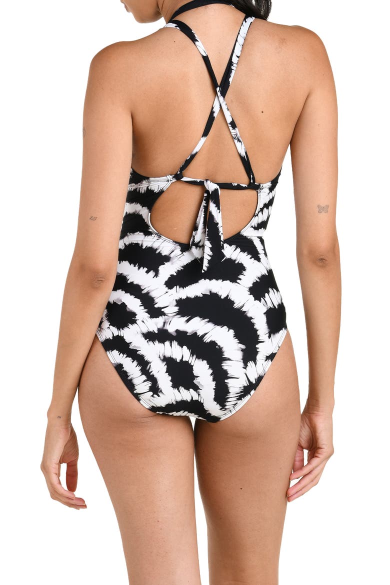 Shadows Ruched One-Piece Swimsuit, Alternate, color, BLACK