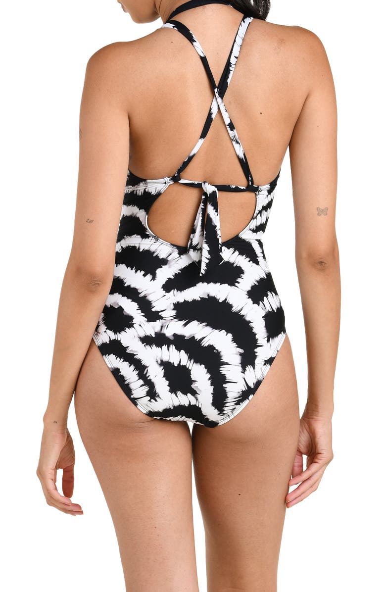 La Blanca Shadows Ruched One-Piece Swimsuit, Alternate, color, Black