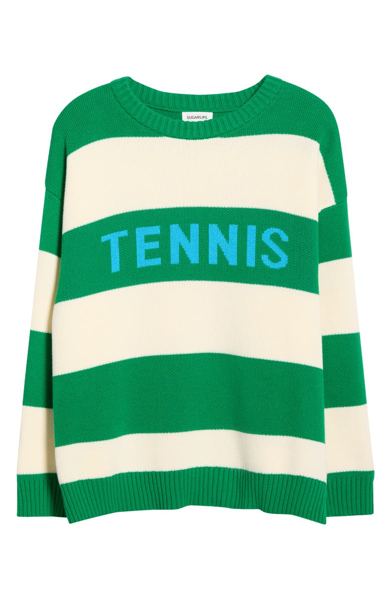 SUGARLIPS Tennis Stripe Relaxed Fit Cotton Sweater, Alternate, color, 