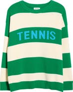 SUGARLIPS Tennis Stripe Relaxed Fit Cotton Sweater