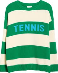 SUGARLIPS Tennis Stripe Relaxed Fit Cotton Sweater