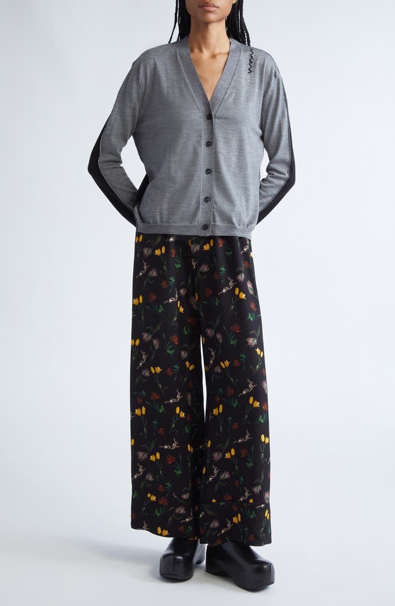 Marni Half & Half Virgin Wool & Silk Cardigan, Alternate, color, Han38 Inox