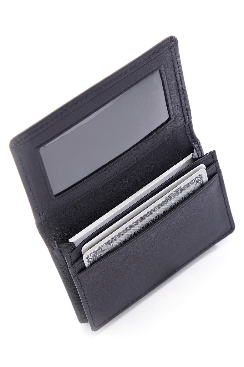 Personalized Leather Card Case, Alternate, color, BLACK- DEBOSS