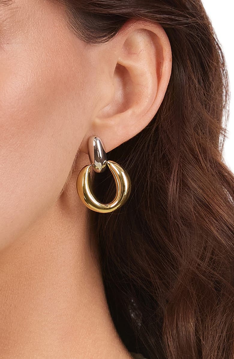 ATHRA LUXE Dolce Sole Two-Tone Door Knocker Earrings, Alternate, color, Silver