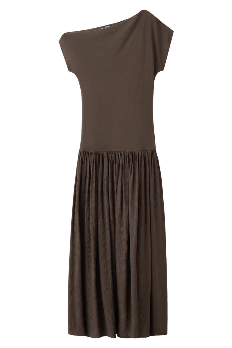 One-Shoulder Flared Maxi Dress, Main, color, BROWN