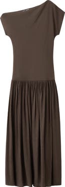MANGO One-Shoulder Flared Maxi Dress