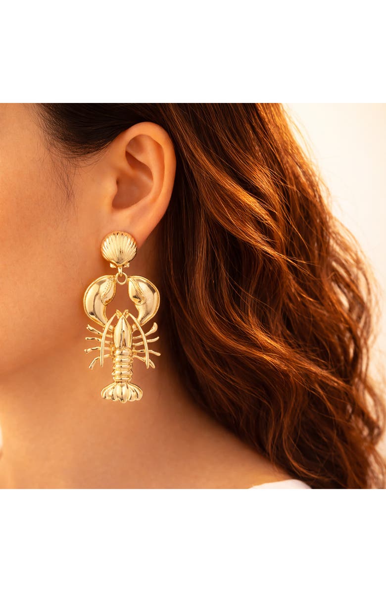 EYE CANDY LOS ANGELES Langostina Statement Earrings, Alternate, color, Gold