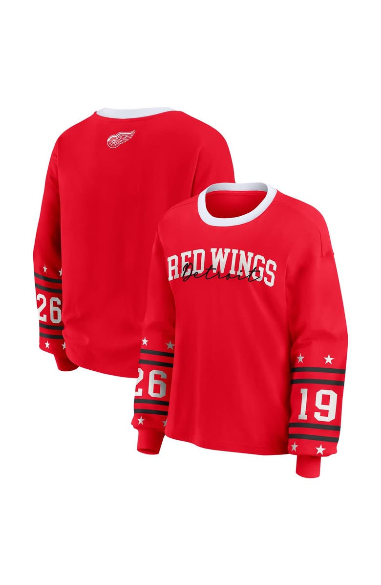 WEAR by Erin Andrews Women
s WEAR by Erin Andrews Red Detroit Red Wings Long-Sleeve Sport T-Shirt, Main, color, Red
