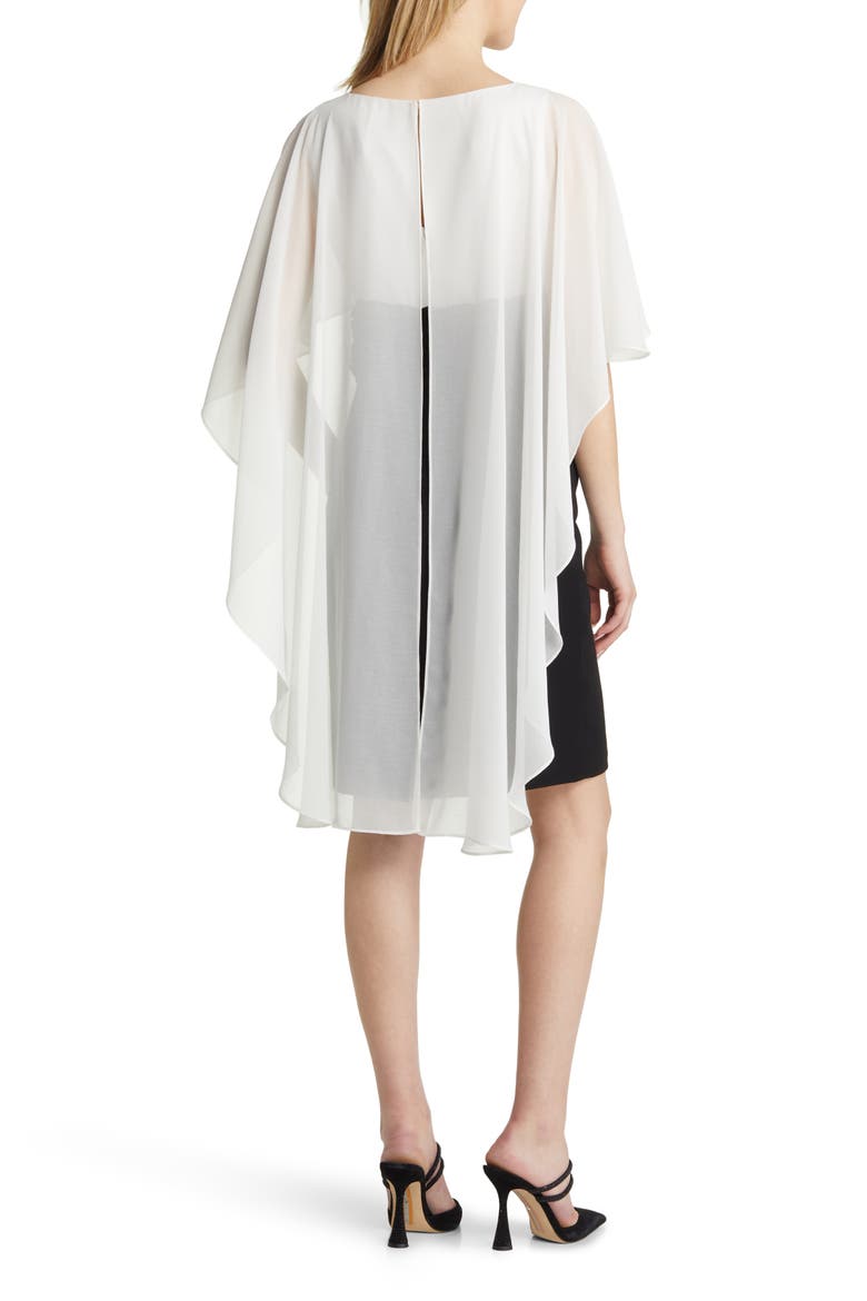 Chiffon Cape Dress, Alternate, color, BLACK