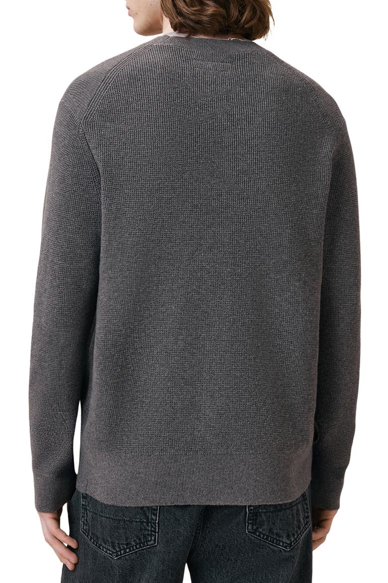 Oversize Cotton & Wool Waffle Crewneck Sweater, Alternate, color, MONUMENT GREY