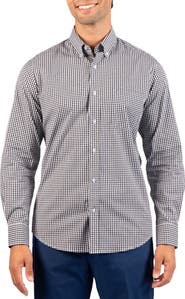 TailorByrd Gingham Stretch Cotton Button-Up Shirt