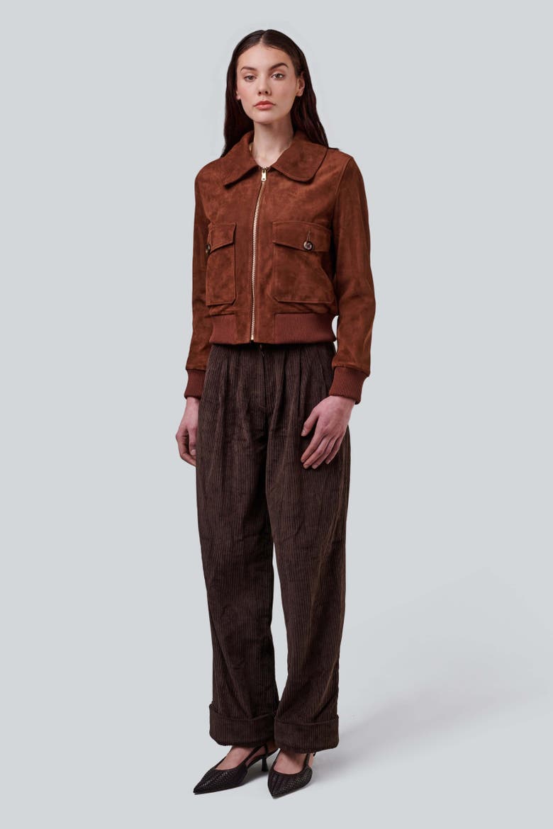 Evie Suede Jacket, Main, color, Chestnut
