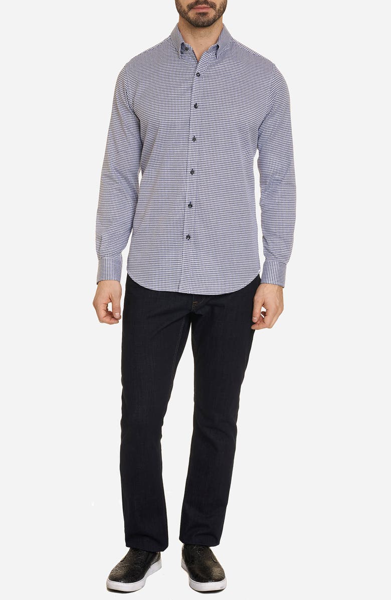 Robert Graham Everett Trim Fit Houndstooth Button-Up Shirt, Alternate, color, 