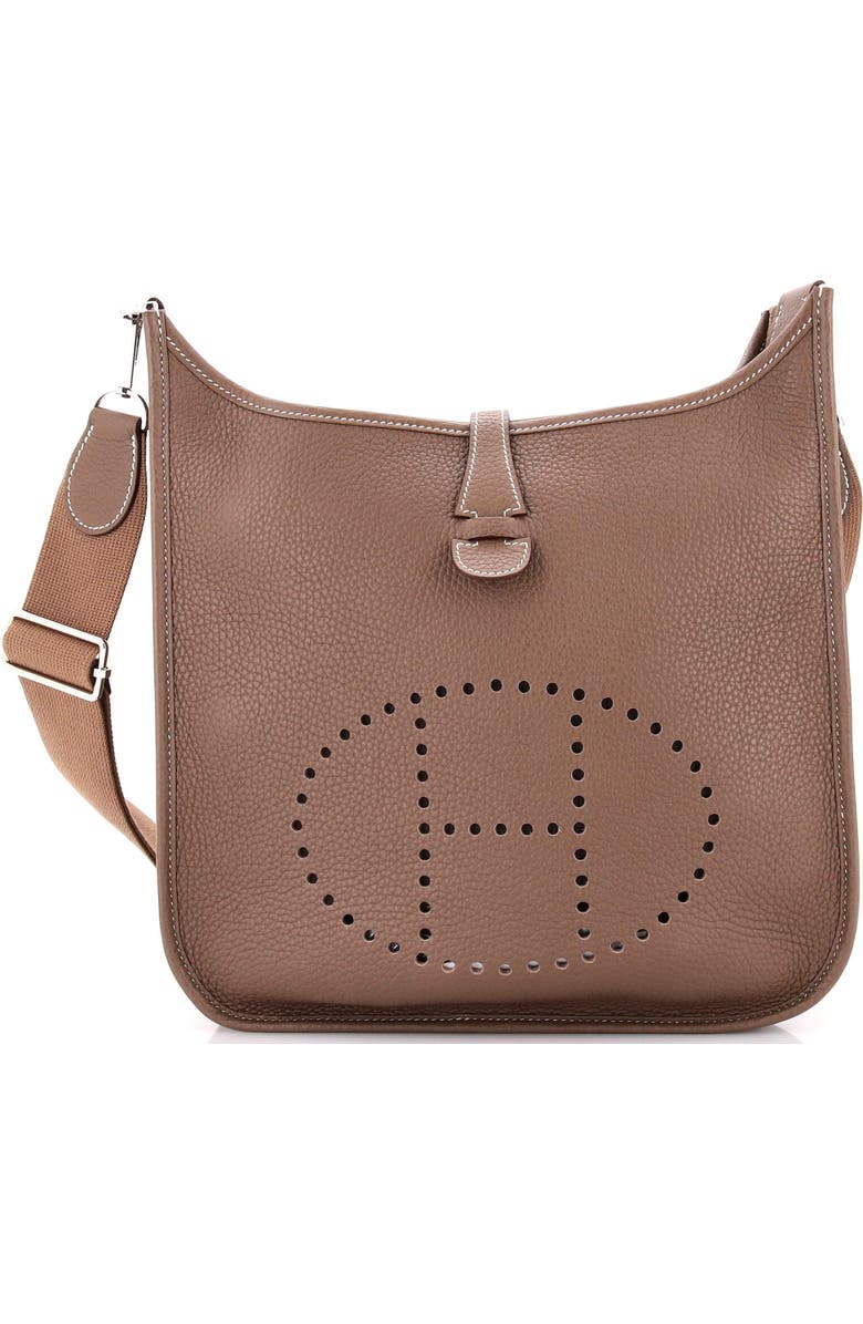 Pre-Owned Hermes Evelyne Bag Gen III Clemence PM, Main, color, Etoupe