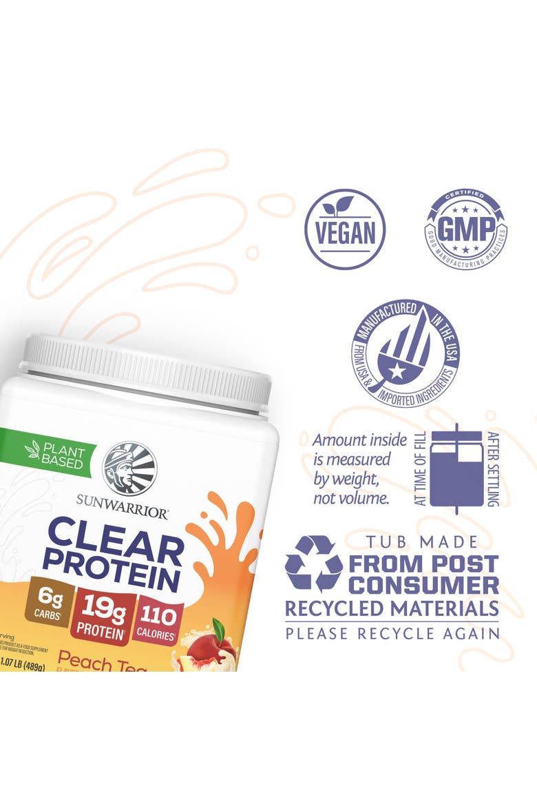 Clear Plant Protein Powder, Alternate, color, Peach Tea