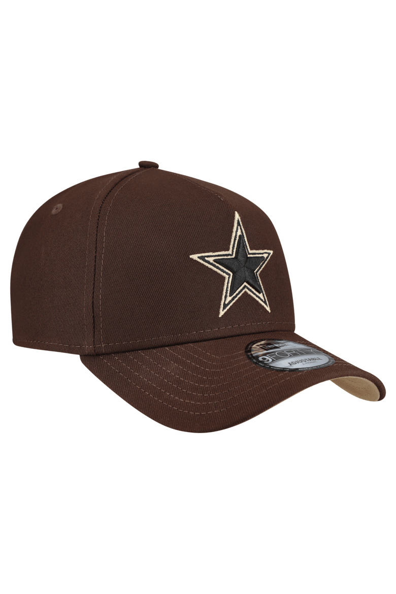 Men's New Era  Dark Brown Dallas Cowboys Burnt Wood A-Frame 9FORTY Adjustable Hat, Alternate, color, Dark Brown