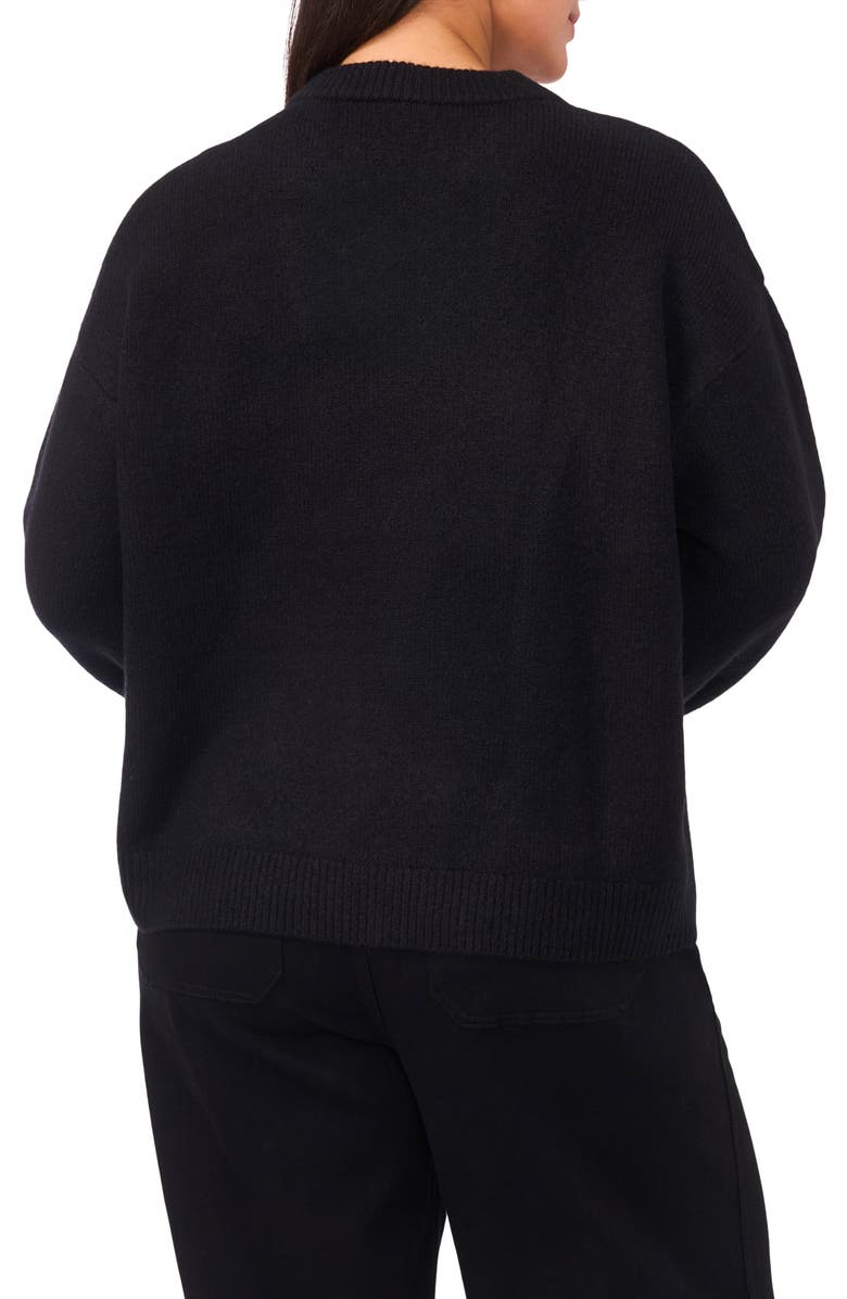 Vince Camuto Floral Jacquard Sweater, Alternate, color, Rich Black