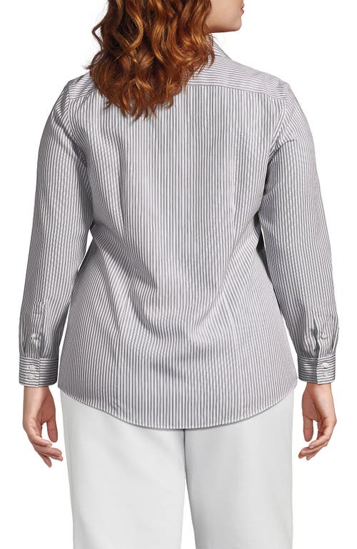 Lands' End No Iron Supima Cotton Long Sleeve Shirt In Gray