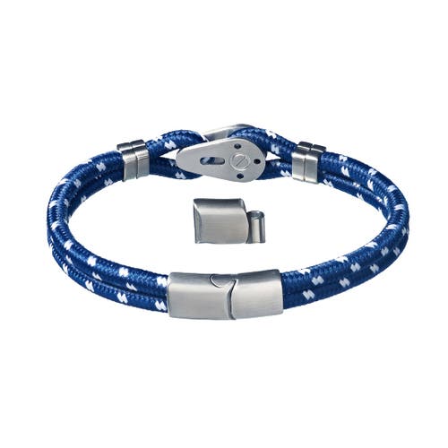 Link Up Sailing Pulley Nylon Cord Brushed Stainless Steel Detail In Blue