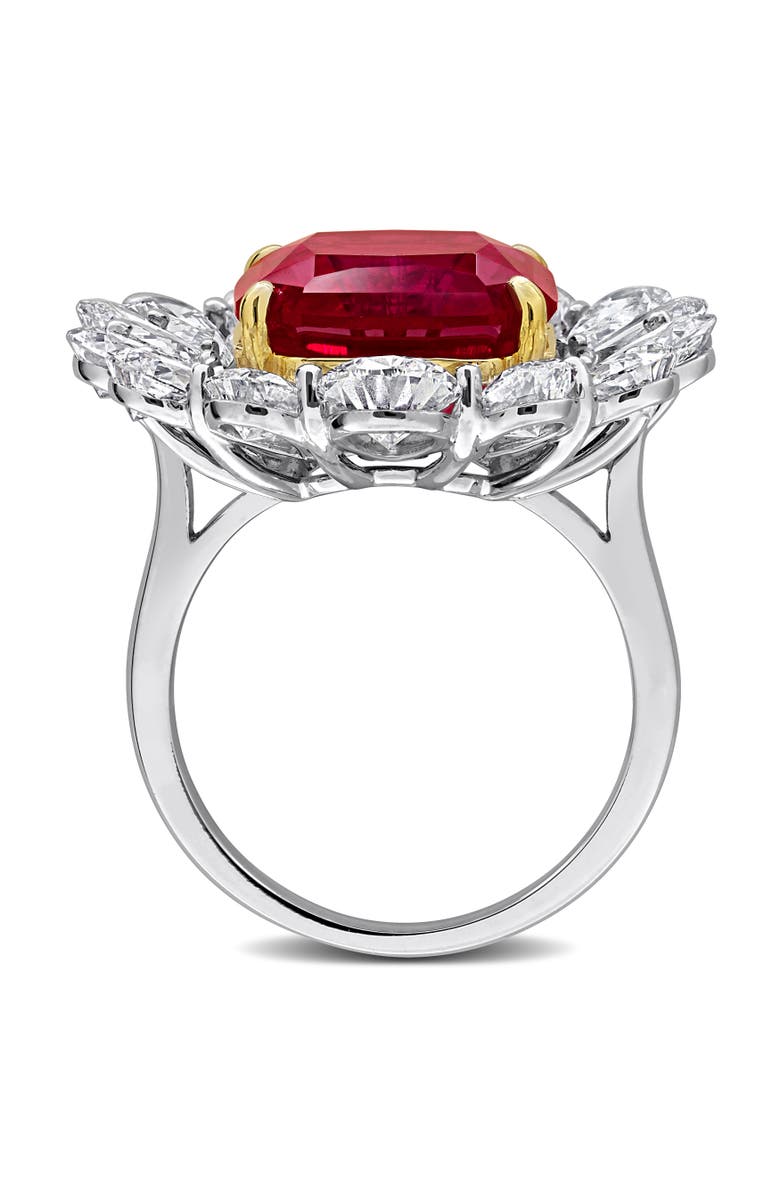 Julianna B. Lab-Created Ruby & Diamond Flower Halo Ring 18k, Alternate, color, Ruby