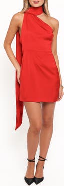 Petal & Pup Erina One-Shoulder Scarf Tie Minidress