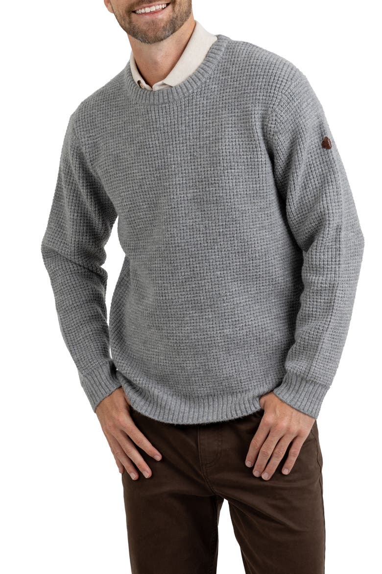 Waffle Crewneck Sweater, Main, color, HEATHER GREY
