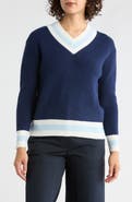 Vigoss Varsity Stripe V-Neck Sweater