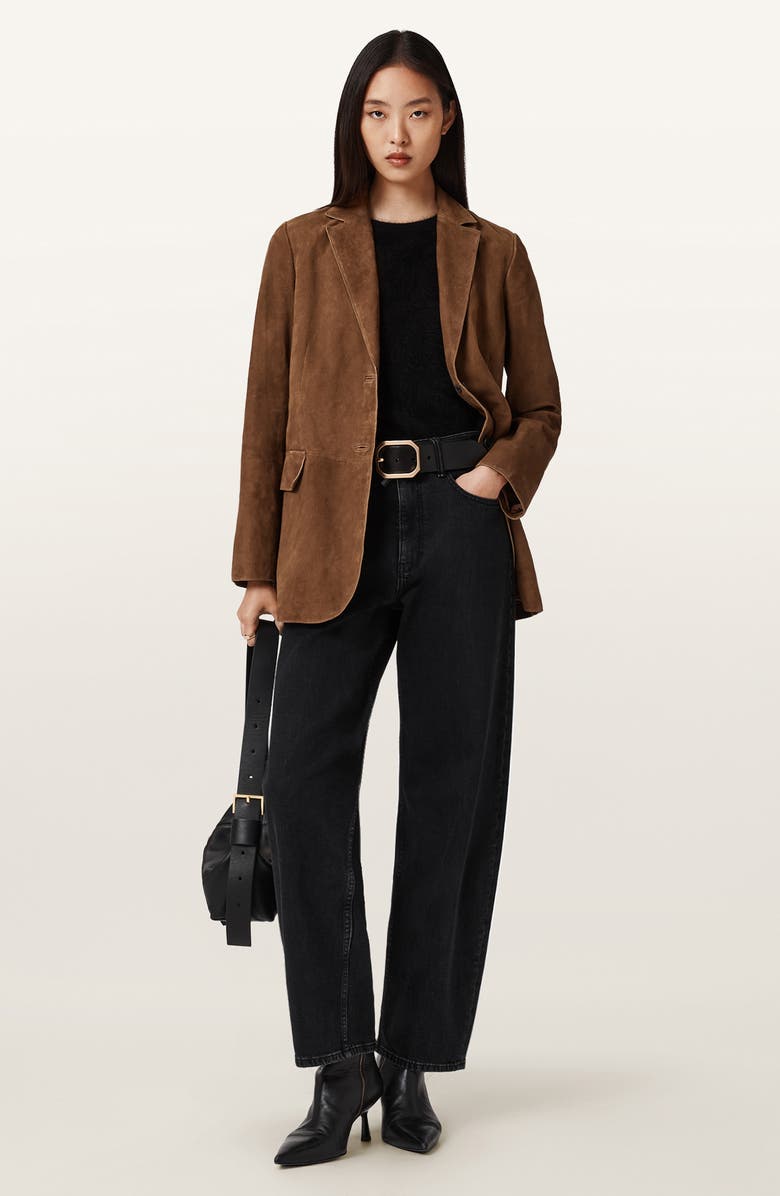 AllSaints Arna Suede Blazer, Alternate, color, Sugar Brown