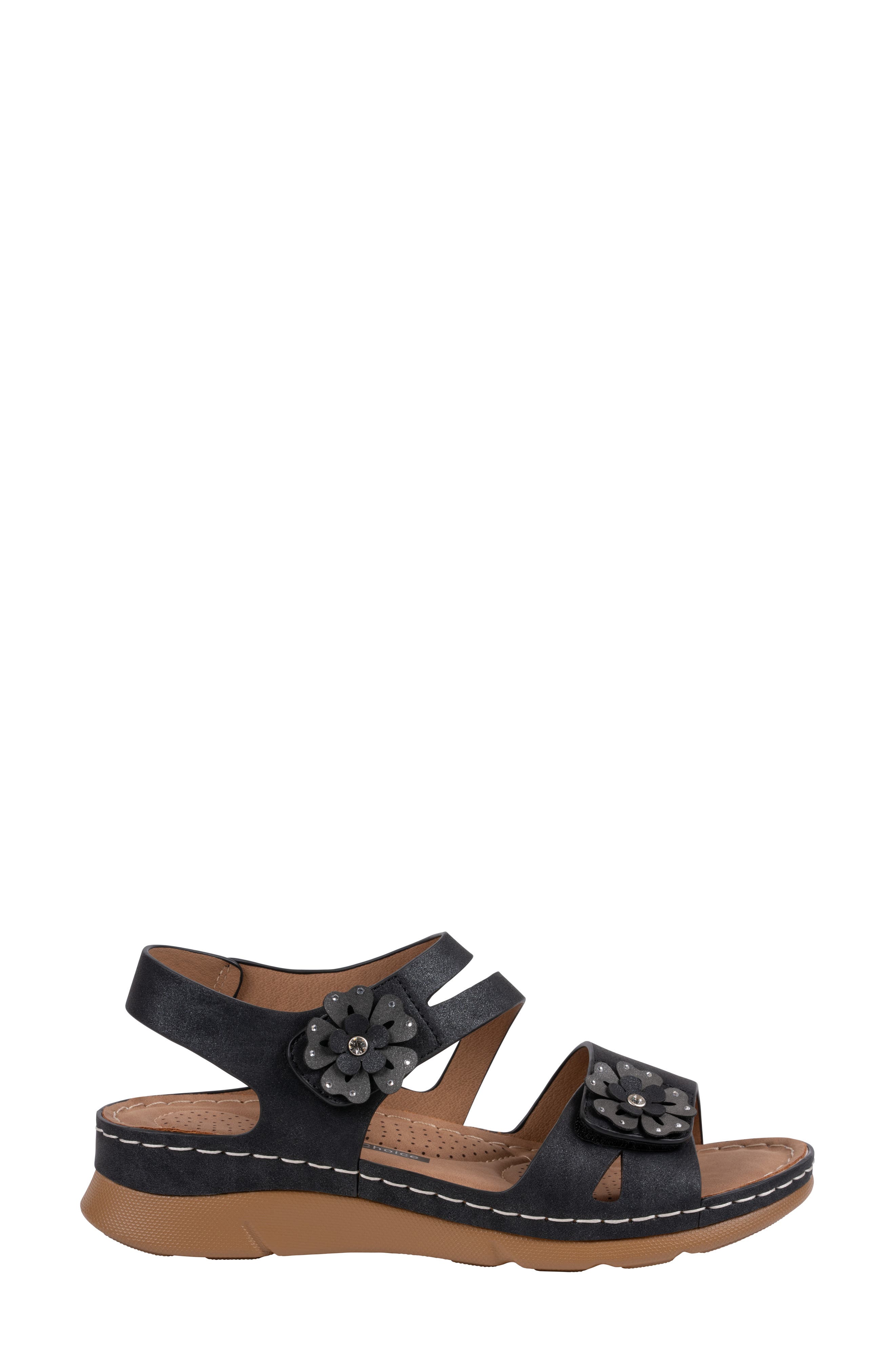 GOOD CHOICE NEW YORK Cadance Flower Sandal, Alternate, color, Black