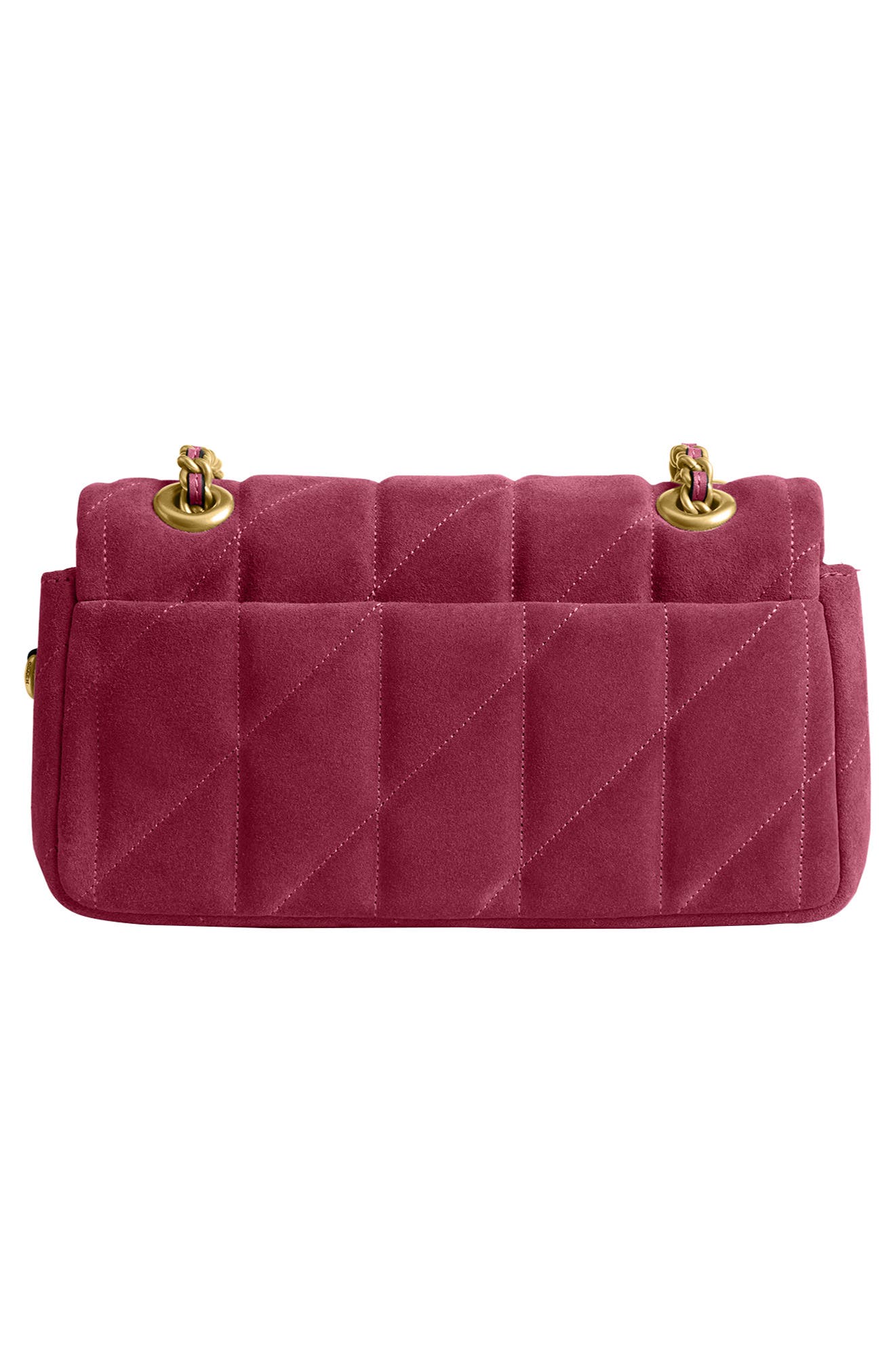COACH Tabby 20 Quilted Suede Convertible Shoulder Bag, Alternate, color, B4/ Dark Fuchsia