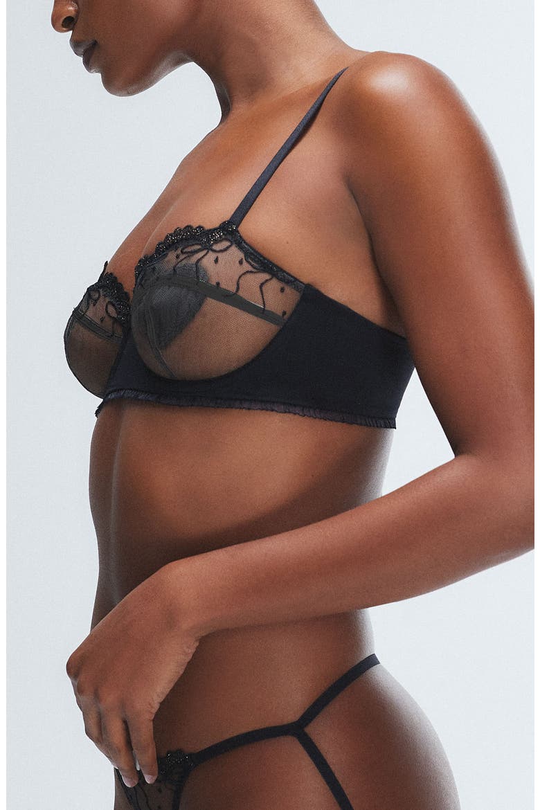 Loveline Balconette Bra, Alternate, color, BLACK CAVIAR