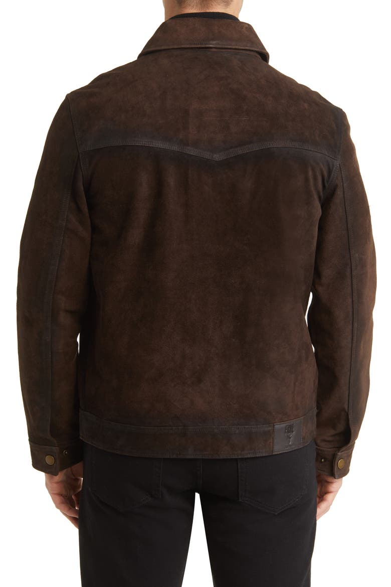 Leather Trucker Jacket, Alternate, color, DARK BROWN