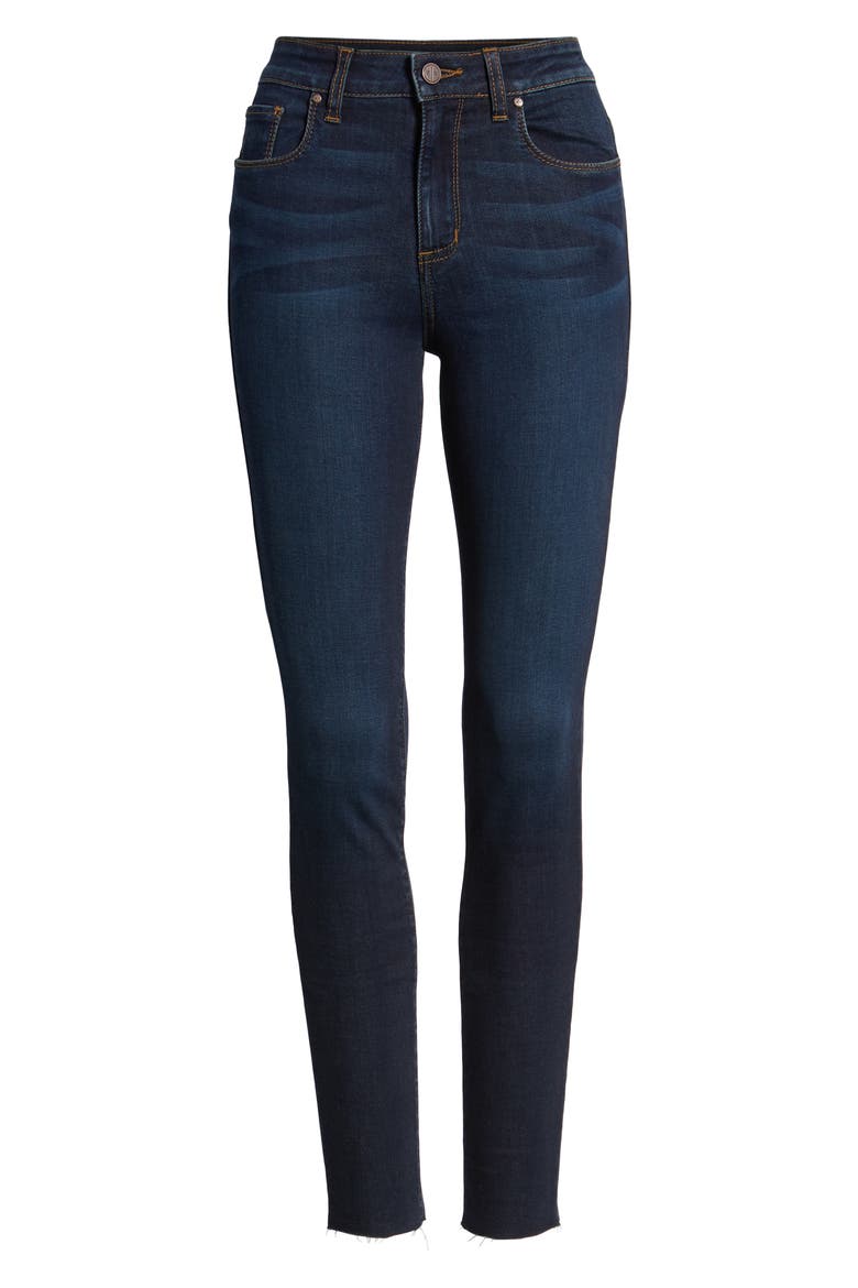 High Waist Cutoff Skinny Jeans, Alternate, color, DARK WASH