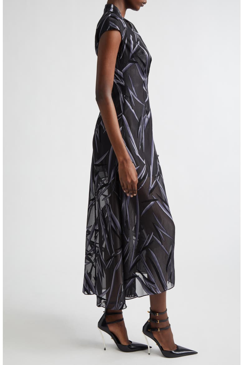 Chiffon Plunge Neck Dress, Alternate, color, SMOKE