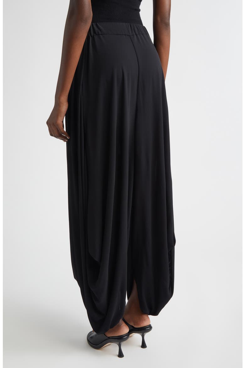 Draped Georgette Jersey Trousers, Alternate, color, BLACK