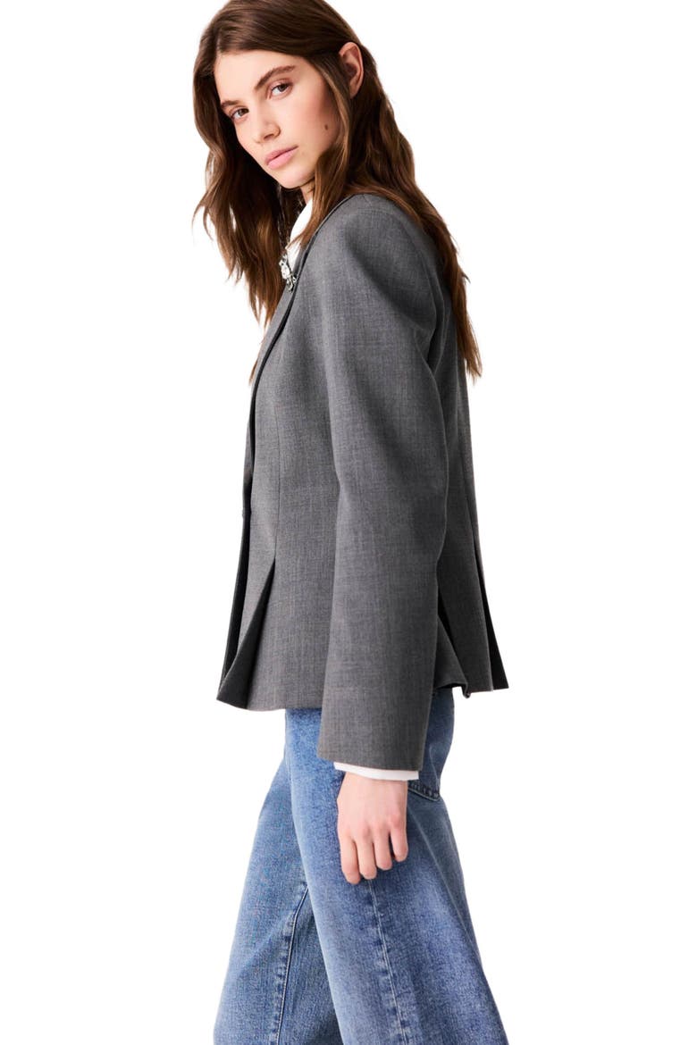 Short slim-fit suit jacket, Alternate, color, Grey