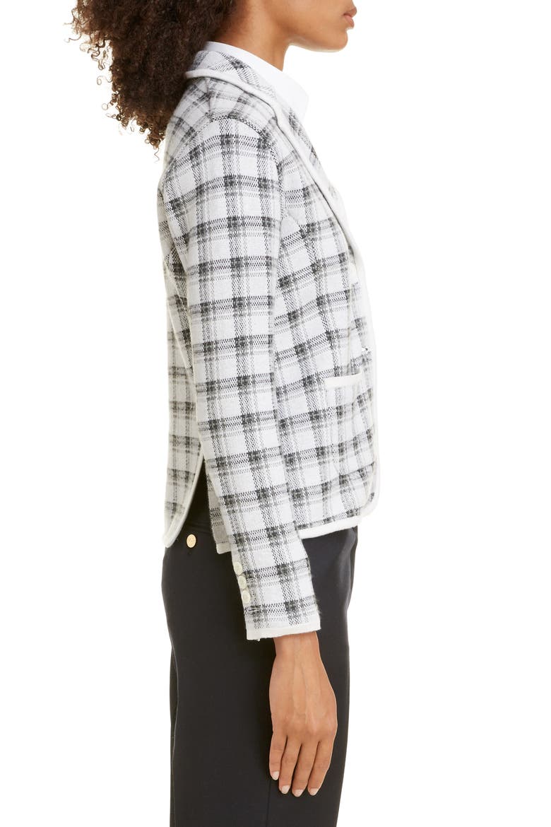 Check Jacquard Cashmere & Wool Sweater Jacket, Alternate, color, LIGHT GREY