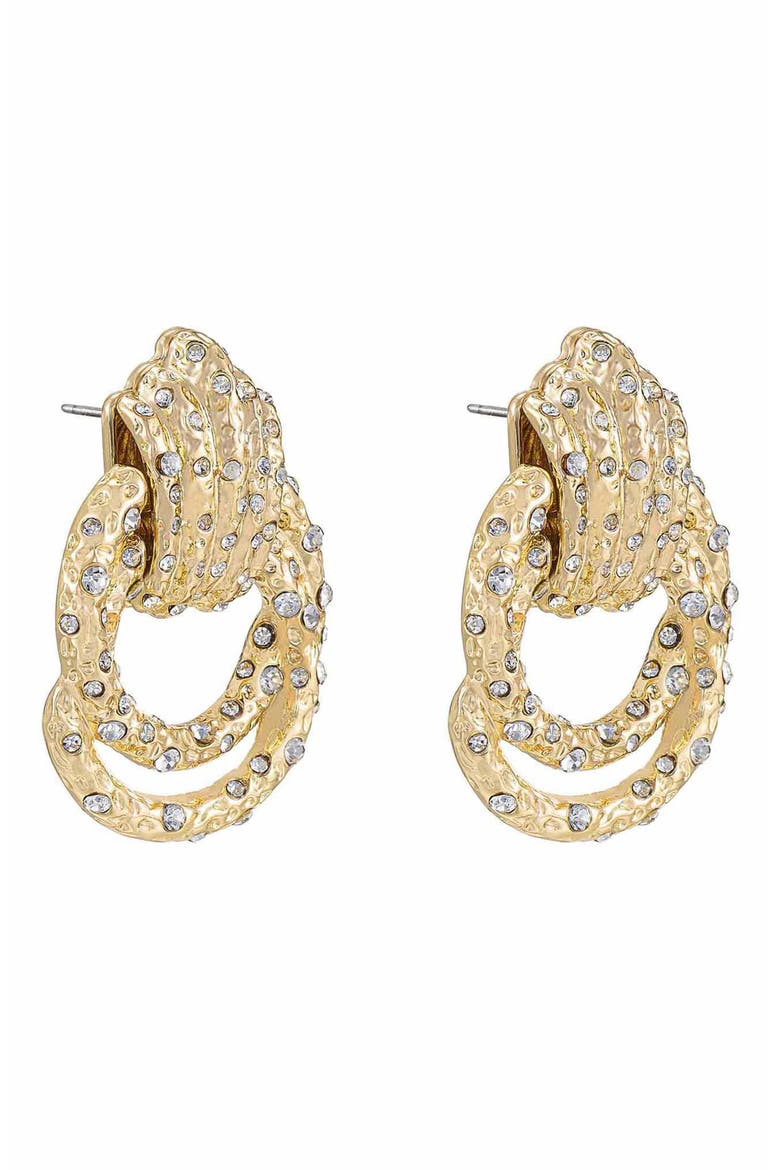 Crystal Knot Earrings, Alternate, color, GOLD