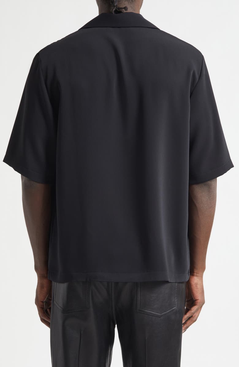 AMIRI Logo Embroidered Camp Shirt, Alternate, color, Black