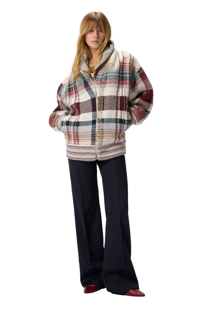 Missoni Quilted Jacket With Check Pattern, Main, color, White & Burgundy