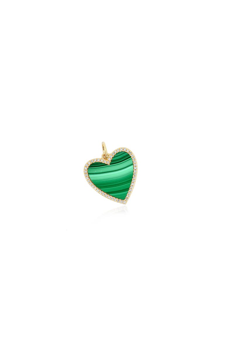 The Lovery Fine Jewelry Malachite Diamond Halo Heart Charm, Main, color, Malachite